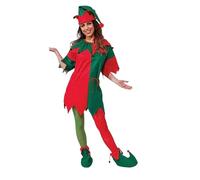 Générique Ensemble De Elfes Femmes Déguisements Carnaval Tenue Vert Robe Noël Costume D'Elfe Chapeau Père Femme Cocktail Mère Luxe Rouge Jupe Tutu Lunettes Bas Rayés (A#Vert,XL)