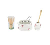 Générique Ensemble de fouet Matcha 2/4/5 pièces, le thé comprend des ensembles et un bol avec bec verseur(5pcs-Red bowknot)
