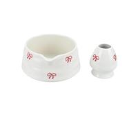 Générique Ensemble de fouet Matcha 2/4/5 pièces, le thé comprend des ensembles et un bol avec bec verseur(2pcs-Red bowknot)