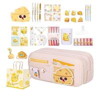 Générique Ensemble de Fournitures Scolaires Esthétique - Fromage Organisateur 10 Couches | Trousses Scolaires avec Règle Intégrée - pour École Université Maison