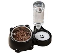 Générique Ensemble de Gamelles pour Chat avec Distributeur d'eau Automatique 500ml | Mangeoire Inclinée pour Chats et Petits Chiens | Écuelles 2-en-1 en Acier Inoxydable & PP | Station d'alimentation