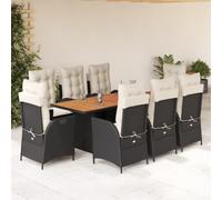Générique Ensemble De Jardin 9 Pieces Resine Tissee Noir | Dossier Reglable, Coussins Epais, Housse Amovible, Table Acacia, Max 110kg Par Siege