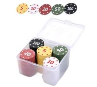 Générique Ensemble De Jetons De Poker - 100 Pièces De Jetons De Style, Coffret De Présentation Léger pour Mahjong Texas Holdem, Salle De Jeux, Bureau, Événements d'anniversaire