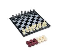Générique Ensemble de Jeu d ' échecs et de Dames Familial, 250X250MM | Jouet de table magnétique pliable en ABS 2 en 1, pour les voyages à domicile, les rassemblements de Camping