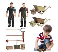 Générique Ensemble De Jouets De Ferme 12 Pièces en Plastique Réaliste, Accessoires De Fermier, Outil De Tondeuse À Gazon, Mini Kit De Jeu Éducatif, Garçons Filles, Apprentissage De l'agriculture