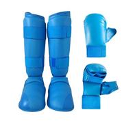 Générique Ensemble de Karaté 2 Pièces Comprenant Gants de Boxe, Protège-Tibias Rembourrés en PU Résistants, Adaptés à La Pratique, du Kickboxing, du, Bleu, XL