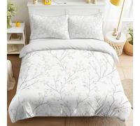 Générique Ensemble de Literie 4 pièces avec Drap taie d'oreiller pour Enfants, Blanc Housse de Couette Branches Naturel Simple 140 x 200 cm, Minimaliste Botanique literie en Microfibre avec Glissière