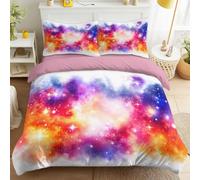 Générique Ensemble de Literie 4 pièces avec Drap taie d'oreiller pour Enfants, Rose Housse de Couette Dégradé Motif Minimaliste 200 x 200 cm, Rêveur Dégradé literie en Microfibre avec Glissière