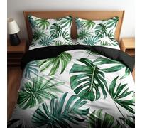 Générique Ensemble de Literie pour Style Aquarelle Housse de Couette 140 x 200 cm, Imprimé Literie pour Enfants Parure de Lit Monstera Plante Tropicale pour Filles garçons décoration de Chambre