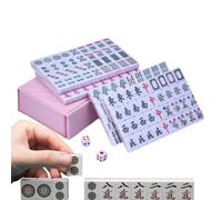 Générique Ensemble de Mahjong Chinois - Mini-Jeu Portable avec tuiles durables, stratégie familiale éducative pour Les Voyages, fêtes ou dortoirs | Activité Formation cérébrale Amusante, Adultes et e