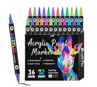 Générique Ensemble De Marqueurs Acryliques,Marqueurs Double Pointe pour Textile - Fournitures Artistiques Résistantes à la Décoloration, Outils de Dessin à Séchage Rapide pour Calligraphie et