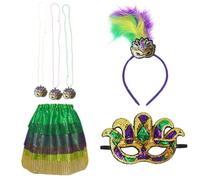 Générique Ensemble de Masque Venise à Plumes Or Violet Vert Tenue Jupe en Tulle Bal Masqué Carnaval Classique Exquise pour Les Bals