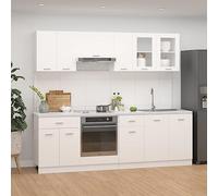 Générique Ensemble de Meubles de Cuisine 8 pcs Blanc Aggloméré,Meubles,Armoires & Meubles de Rangement,Meubles de Cuisine,147.28 kg,Blanc,3067647