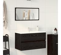 Générique Ensemble de Meubles de Salle de Bain 2 pièces Noir chêne en Bois reconstitué,Ensembles de mobilier pour salles de Bains,23.15KG-863137