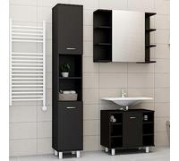 Générique Ensemble de Meubles de Salle de Bain 3 pcs Noir Bois ingénierie,Meubles, Ensembles de Meubles, Ensembles de mobilier pour salles de Bains, Noir (Poids 56.93KG)