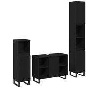 Générique Ensemble de Meubles de Salle de Bain 3 pièces chêne Noir en Bois d'ingénierie,Ensembles de mobilier pour salles de Bains,55.25KG-3378512