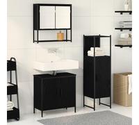 Générique Ensemble de Meubles de Salle de Bain 3 pièces en Bois d'ingénierie chêne Noir,Ensembles de mobilier pour salles de Bains,43.35KG-3334369