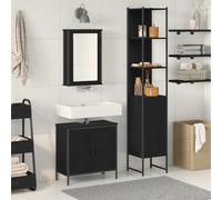 Générique Ensemble de Meubles de Salle de Bain 3 pièces en Bois d'ingénierie chêne Noir,Ensembles de mobilier pour salles de Bains,46.5KG-3334401
