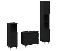 Générique Ensemble de Meubles de Salle de Bain 3 pièces en Bois d'ingénierie chêne Noir,Ensembles de mobilier pour salles de Bains,55.43KG-3333096