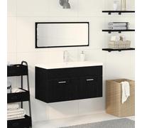 Générique Ensemble de Meubles de Salle de Bain 3 pièces en Bois d'ingénierie chêne Noir,Meubles,Ensembles de Meubles,Ensembles de mobilier pour salles de Bains,Noir,44.55 KG,3334330