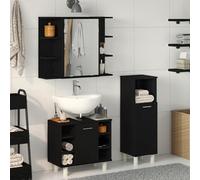 Générique Ensemble de Meubles de Salle de Bain 3 pièces en Bois d'ingénierie Noir chêne,Ensembles de mobilier pour salles de Bains,46.75KG-3333048