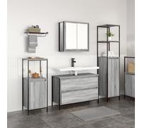 Générique Ensemble de Meubles de Salle de Bain 3 pièces Gris Sonoma en Bois d'ingénierie,Meubles-lavabos de Salle de Bains,56.5KG-3328362