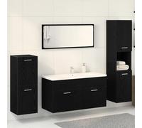 Générique Ensemble de Meubles de Salle de Bain 4 pièces Chêne Noir Bois Technique,Meubles,Ensembles de Meubles,Ensembles de mobilier pour salles de Bains,Noir,53.15 KG,3334363