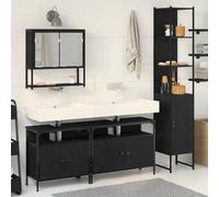 Générique Ensemble de Meubles de Salle de Bain 4 pièces - Chêne Noir, en Bois d'ingénierie,Ensembles de mobilier pour salles de Bains,66.15KG-3334406