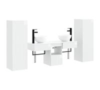 Générique Ensemble de Meubles de Salle de Bain 5 Pièces Blanc Brillant | Structure murale,bois d'ingénierie,cabinets à portes,cabinet à tiroirs,4 forets inclus