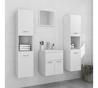 Générique Ensemble de Meubles de Salle de Bain Blanc Aggloméré,Meubles,Ensembles de Meubles,Ensembles de mobilier pour salles de Bains,Blanc,57.96 KG,3071216