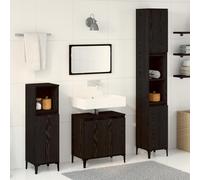 Générique Ensemble de Meubles de Salle de Bain en 3 pièces en chêne Noir en Bois d'ingénierie,Ensembles de mobilier pour salles de Bains,49.15KG-3333089
