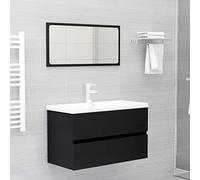 Générique Ensemble de Meubles de Salle de Bain Noir Bois d'ingénierie,Meubles, Ensembles de Meubles, Ensembles de mobilier pour salles de Bains, Noir (Poids 36.9KG)