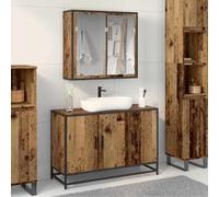 Générique Ensemble de mobilier de Salle de Bain 2 pcs Bois Ancien,Meubles,Ensembles de Meubles,Ensembles de mobilier pour salles de Bains,Marron,42.32 KG,3402357