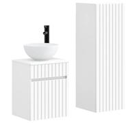 Générique Ensemble de Mobilier de Salle de Bain 2 Pièces Blanc Mural | Fixation murale,étagères bois d'ingénierie,portes réversibles,2 forets inclus,design minimaliste