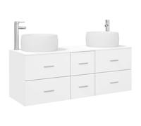 Générique Ensemble De Mobilier De Salle De Bain 3 Pc Blanc Mural | Meuble-lavabo mural,armoire,tiroirs,bois d'ingénierie,2 forets inclus,sans trous pré-percés,fixation murale