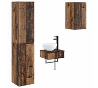 Générique Ensemble de mobilier de Salle de Bain 3 pc Bois Ancien | Montage mural,unité de vanité,deux armoires,bois d'ingénierie,porte réversible,deux mèches,étagères,petites salles de bain