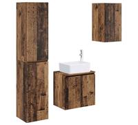 Générique Ensemble de Mobilier de Salle de Bain 3 pc Bois Ancien | Vanité et 2 armoires murales,portes réversibles,bois d'ingénierie,2 forets inclus,style moderne