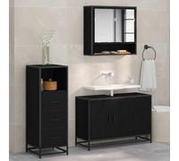 Générique Ensemble de mobilier de Salle de Bain 3 pcs Chêne Noir,Meubles,Ensembles de Meubles,Ensembles de mobilier pour salles de Bains,Noir,63.84 KG,3402410