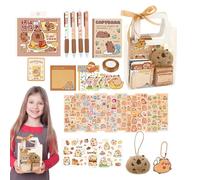 Générique Ensemble De Papeterie Capybara | Ensembles De Papeterie Esthétiques Capybara - Stylos Autocollants Sur Le Thème Des Animaux Capybara Avec Sac De Rangement Transparent