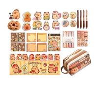 Générique Ensemble de Papeterie Mignon Capybara - Ensemble de Papeterie Enfant,Stylos Gel pour Prise de Notes | pour Étudiants Journalistes Amateurs d'animaux Adolescents Artistes Étude Journal
