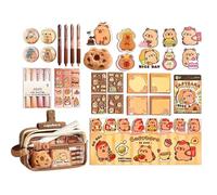 Générique Ensemble de Papeterie Mignon Capybara | Fournitures Scolaires pour | Notes Autocollantes Cartoon | pour Étudiants Journalistes Amateurs d'animaux Adolescents Artistes Étude Journal