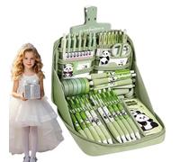 Générique Ensemble De Papeterie Panda - Étui Au Crayon Mignon | Apprentissage des Fournitures Scolaires Pack D'école Pandas Design Notes Collantes, Broches, Pendentifs Et Bien d'autres