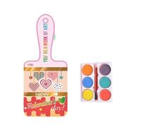 Générique Ensemble de peinture aquarelle 6 couleurs et carte de | Peintures lavables avec pinceau pour, projet artistique scolaire, échange en t fournitures de fête