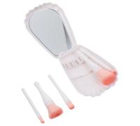 Générique Ensemble de Pinceaux de Maquillage 5pcs pour Femmes avec Étui de Rangement Blanc, Nylon et Plastique, Design Miroir, Kit Portable et Léger pour Maquillage de Voyage