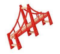Générique Ensemble de Pont Rouge en Bois pour Circuits Ferroviaires Accessoires pour Trains Miniatures de Construction Solide pour Garçon et Filles Compatible Modèles de Circuits Jeu