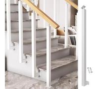 Générique Ensemble de poteaux de Rampe d'escalier, Lot de 2 poteaux de clôture carrés en Acier à Fixation latérale pour Porche, Garage, Balcon, colonnes balustres Blanches de 90 cm (35,4 Pouces)