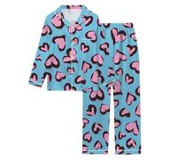 Générique Ensemble de pour Femme à Manches Longues avec imprimé cœur Romantique idéal pour la Saint-Valentin Confort Doux et élégant à chez soi