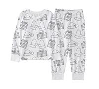 Générique Ensemble de Pyjama à colorier pour Enfant, Pyjama Fille Manches Longues Motif gribouillage Tenue Vacances Deux pièces Pantalon Confortable pour Enfants Tout-Petits fêtes familiales