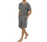 Générique Ensemble de Pyjama pour Homme-Homme Printemps été Respirant Deux pièces Pyjamas Homewear Couleur Unie Avant Poitrine Poche Haut et Short Ensemble (Dark Gray, L)