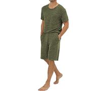 Générique Ensemble de Pyjama pour Homme-Homme Printemps été Respirant Deux pièces Pyjamas Homewear Couleur Unie Avant Poitrine Poche Haut et Short Ensemble (Green, XL)